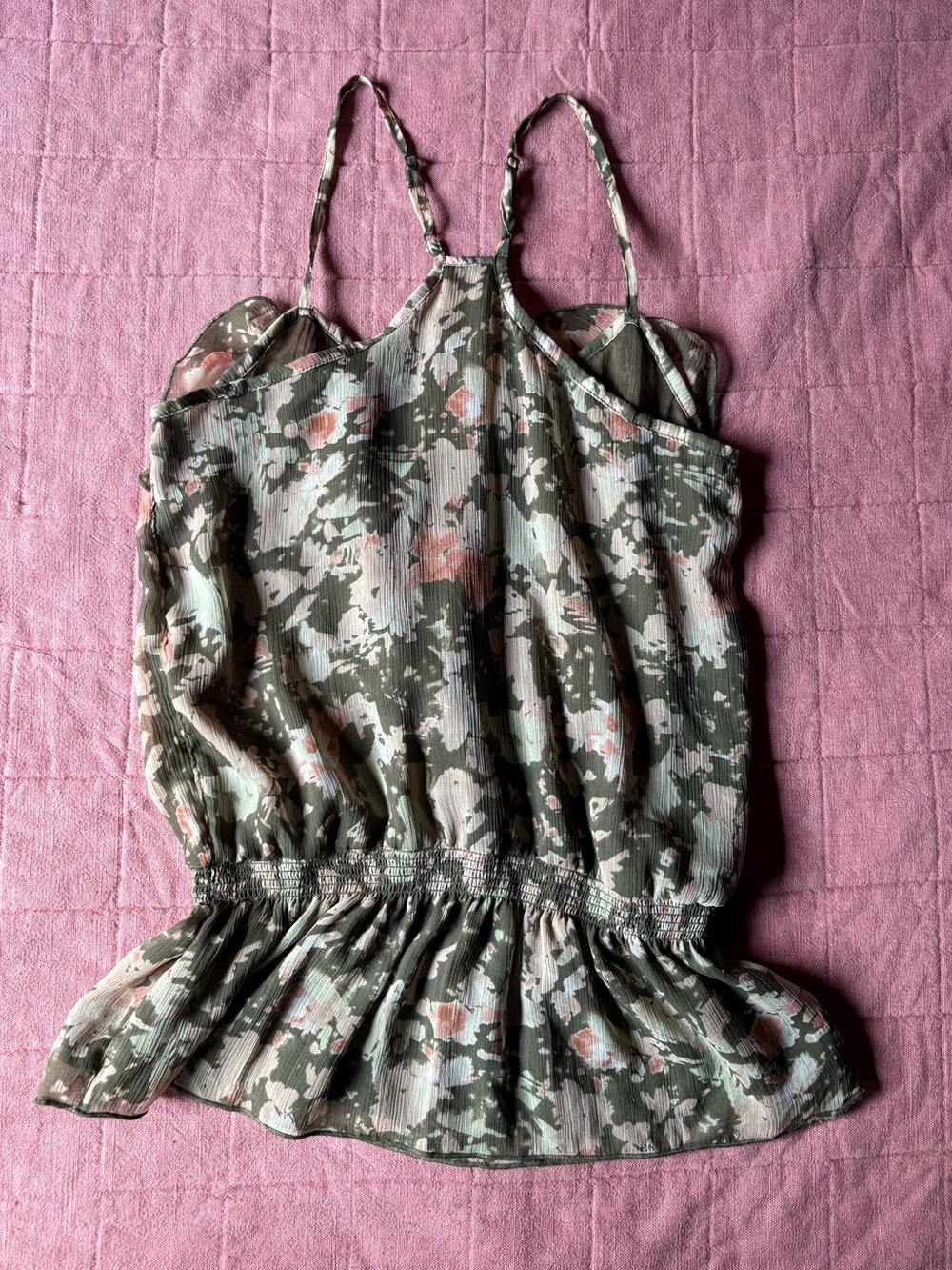 Mudd Y2K 90s floral tank top Green Pink White- Juniors S - Picture 4 of 6